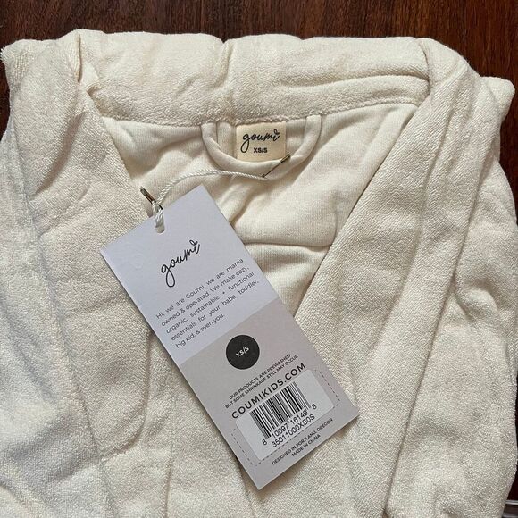 NWT Goumi Kids Mom Cloud Terry Robe XS/S Bamboo Organic Cotton White Pockets Mat - Picture 3 of 3